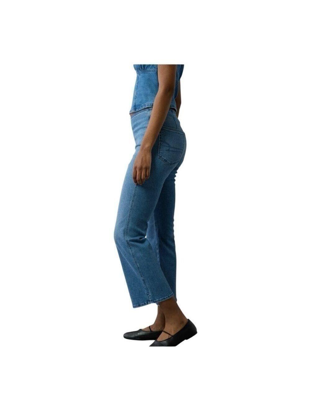 AMERICAN EAGLE Pull On High Waisted Kick Bootcut Crop Jean medium NWT - Picture 4 of 11